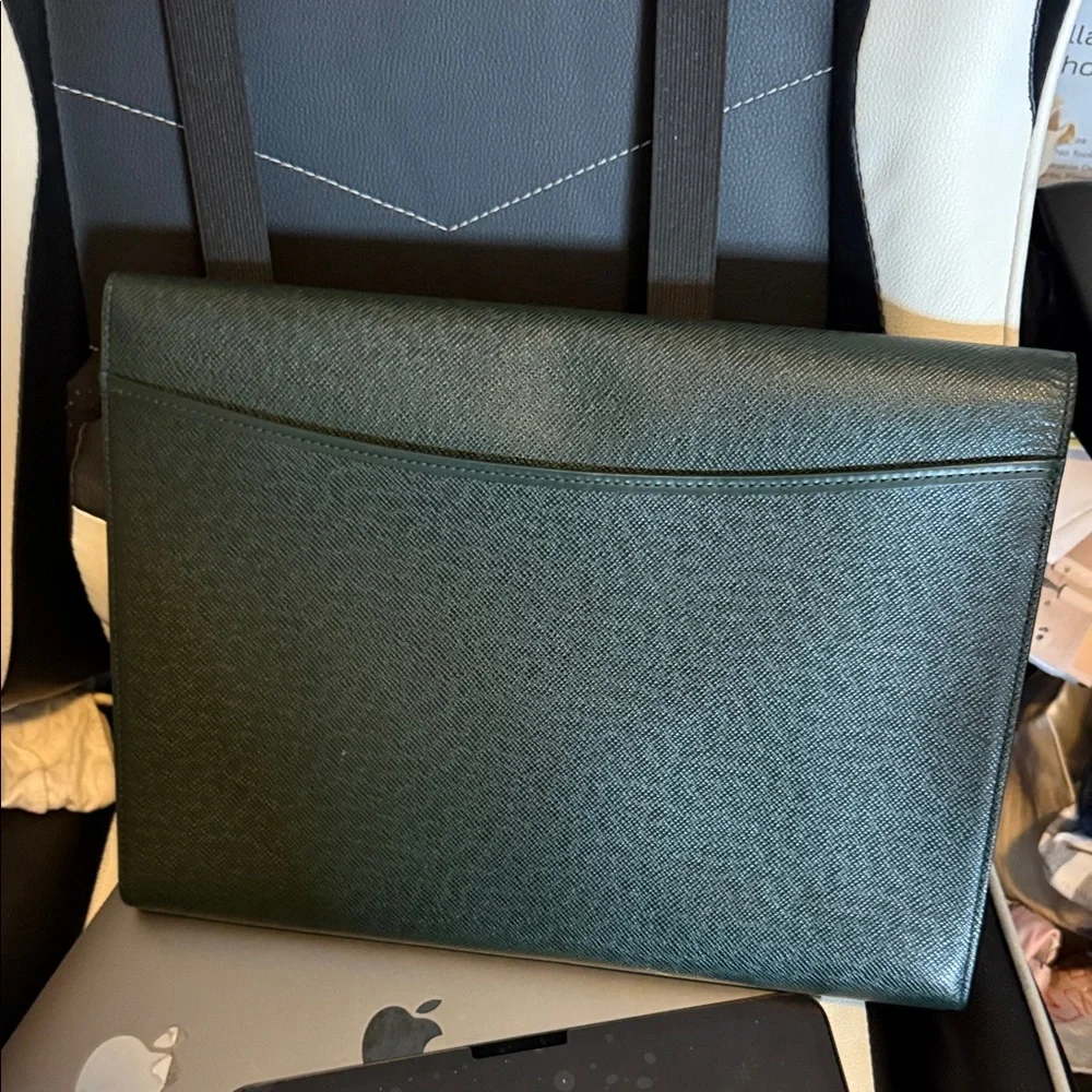 Louis Vuitton Dark Green Document Clutch Laptop Bag